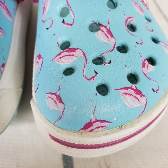 CROCS Crocband Clog Pale Turquoise Pink Flamingo  Pattern Size Baby 4-5 - Picture 6 of 12